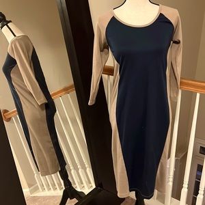 Nom | taupe & navy Colorblock dress